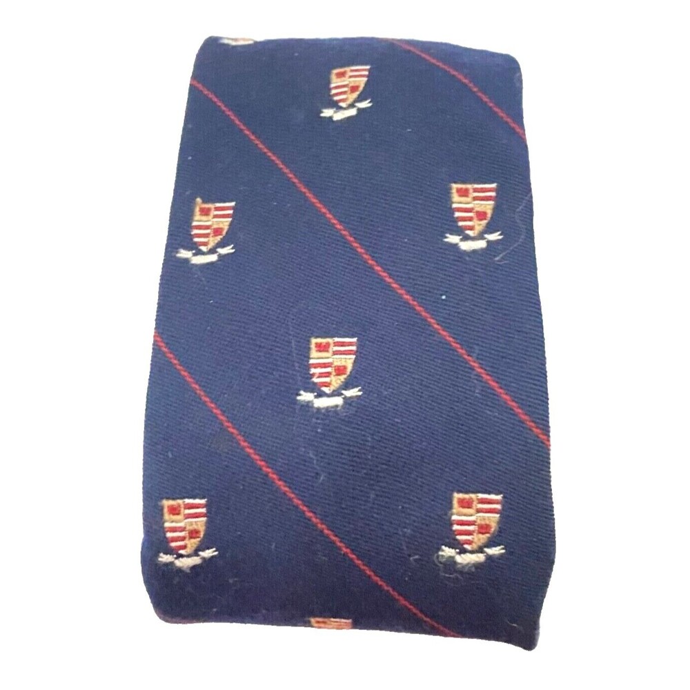 #5629 Jacobs Roberts Durlam and Durl am Blue Crest Novelty Mens Necktie, Tie